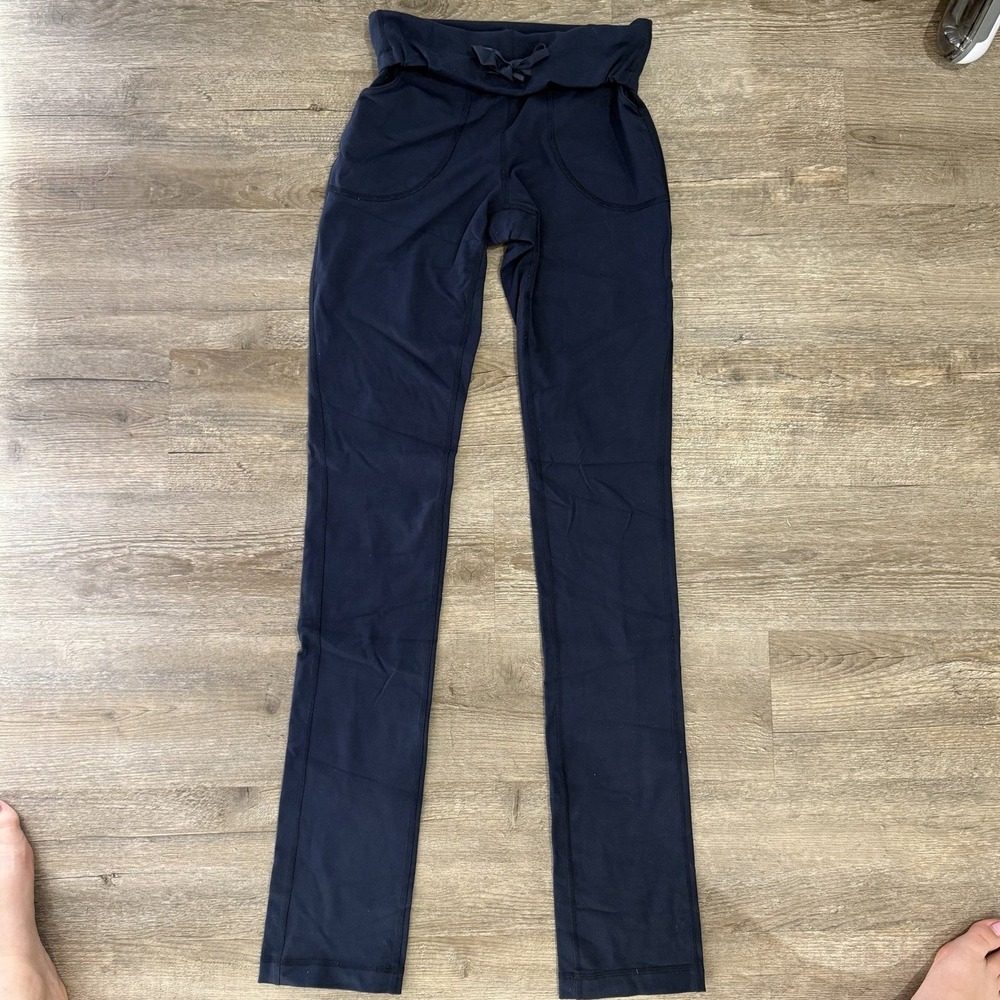 Lululemon Navy Fold-Over Waist Straight Leg Pants Size 4